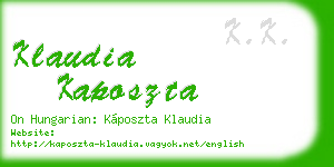 klaudia kaposzta business card